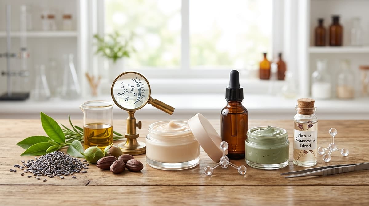 Produk kosmetik jadi dengan sistem pengawetan yang aman