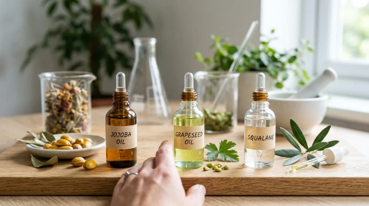 Minyak ringan untuk kulit berminyak: jojoba, grapeseed, squalane