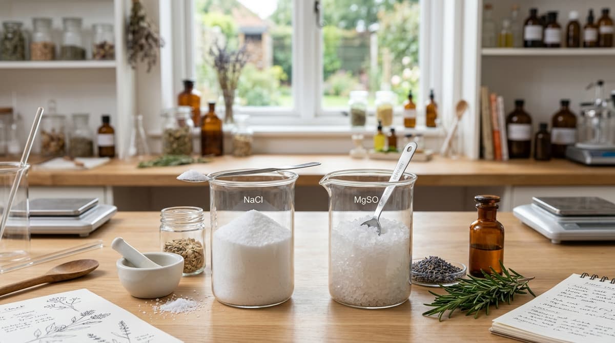 Comparison of table salt NaCl and magnesium sulphate MgSO₄ in the lab