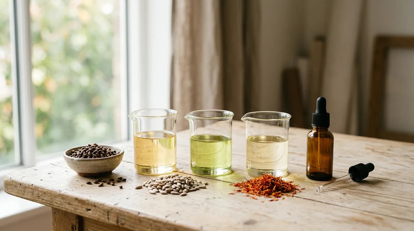 Minyak linoleat: sunflower, grapeseed, safflower, dan harga dari teksturnya yang ringan