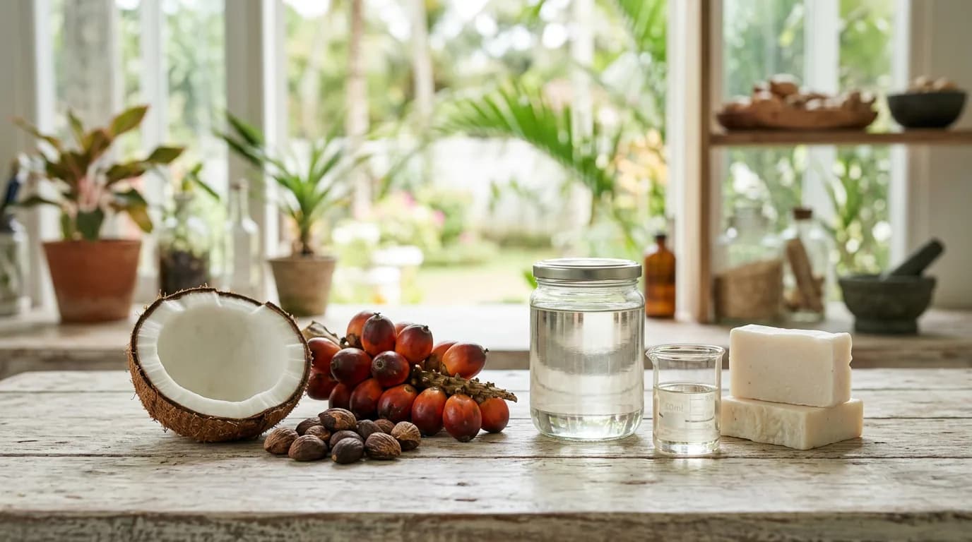 Minyak laurat: kelapa, VCO dan inti sawit, mengapa perilakunya berbeda dari minyak lain