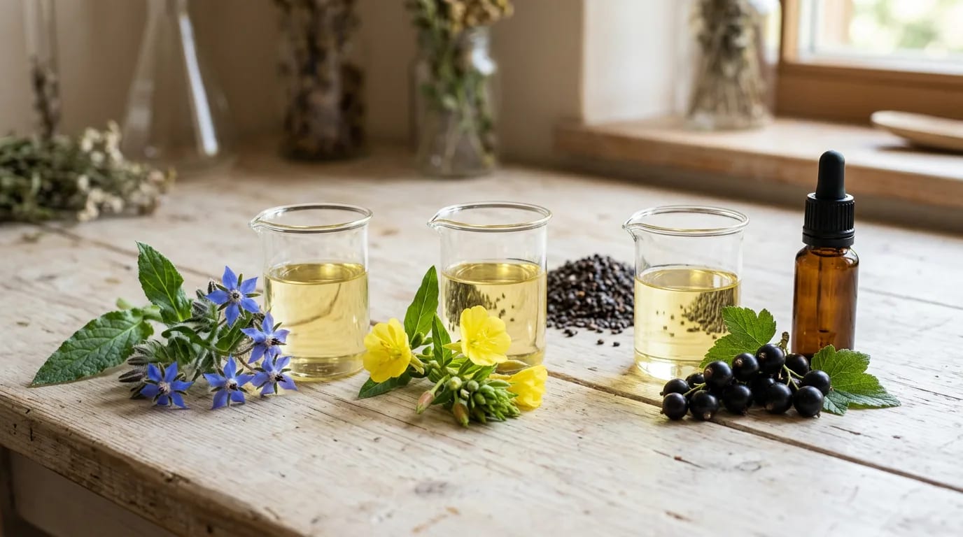 Minyak gamma-linolenic: borage, evening primrose, blackcurrant, kapan harga premium dapat dibenarkan
