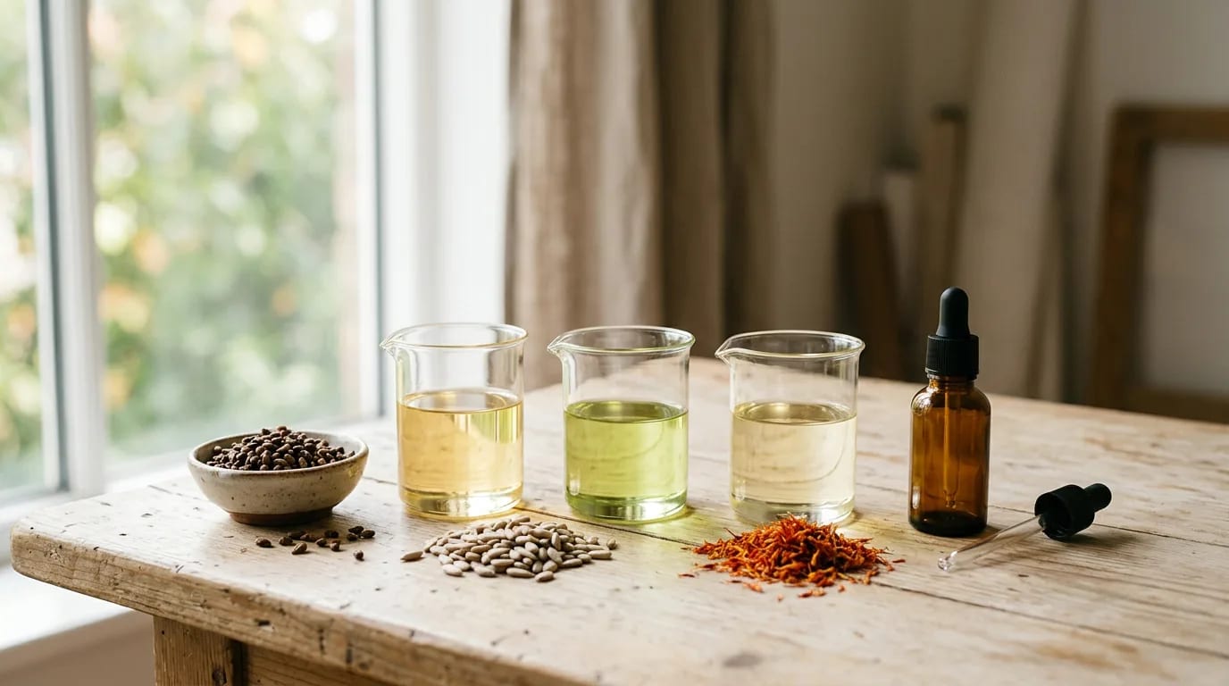 Minyak linoleat: sunflower, grapeseed, safflower, dan harga dari teksturnya yang ringan